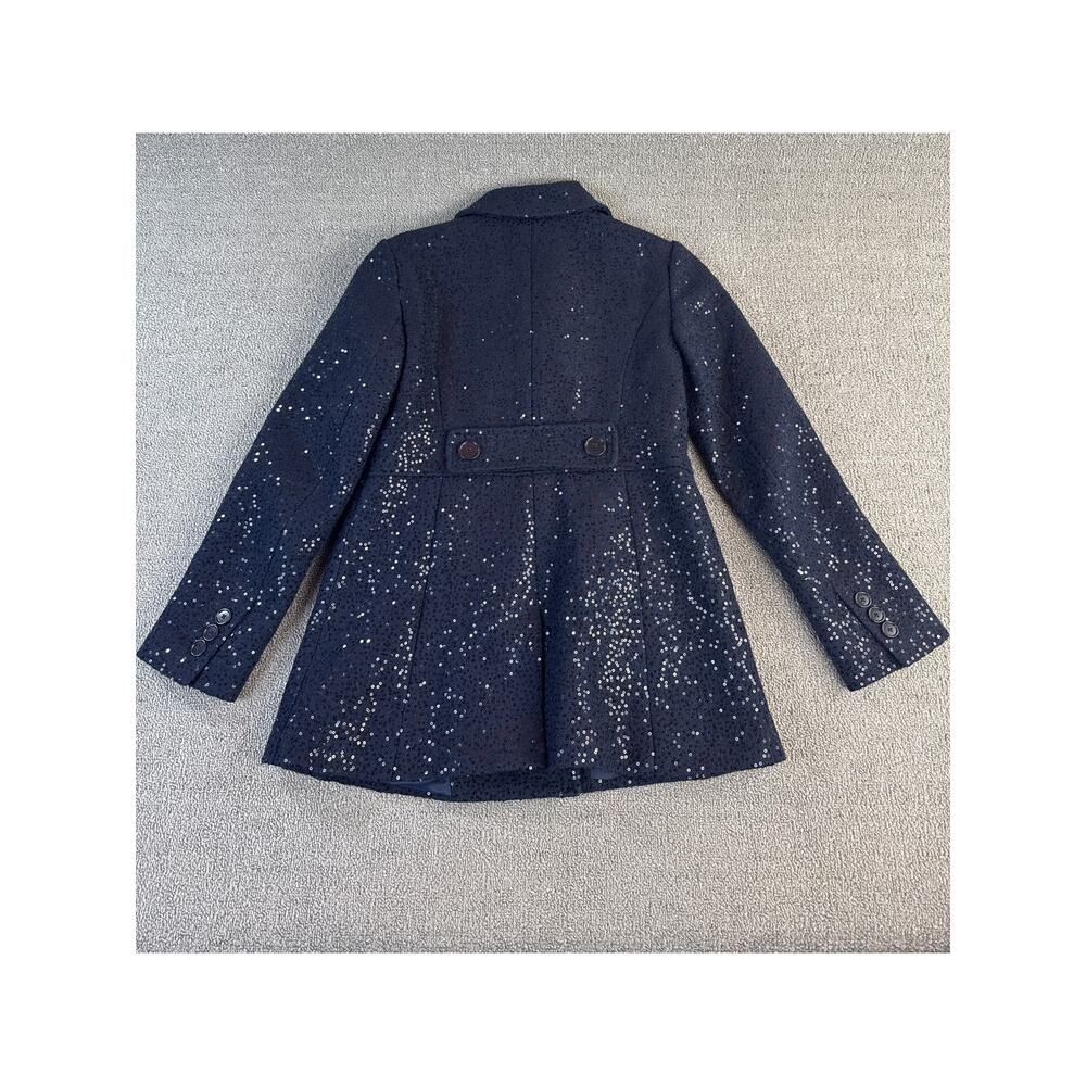 Loft Pea Coat Double Breasted Navy Sequin Wool Blend Size 2 Petite - Picture 3 of 14
